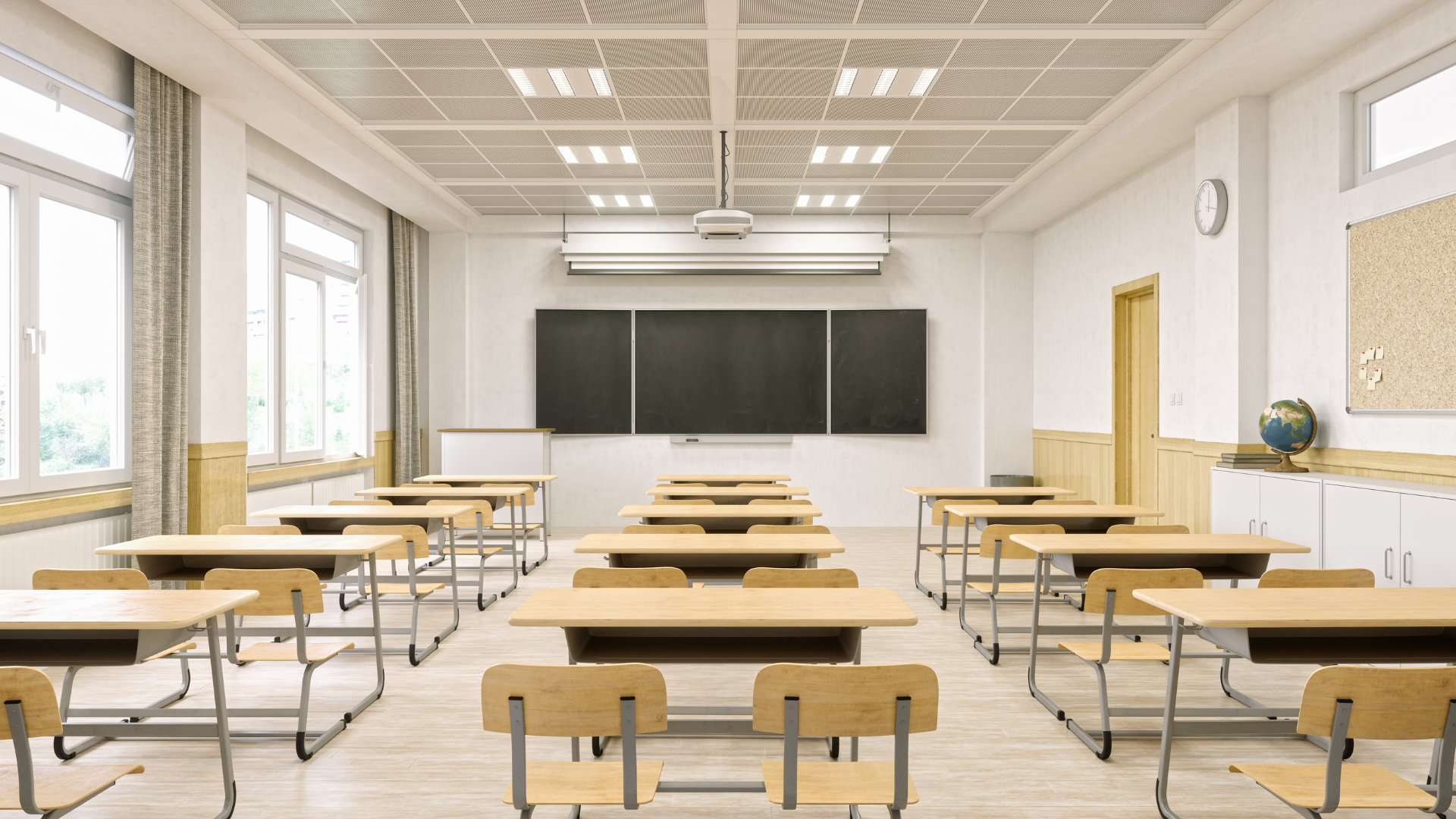 Sala de aula moderna e climatizada